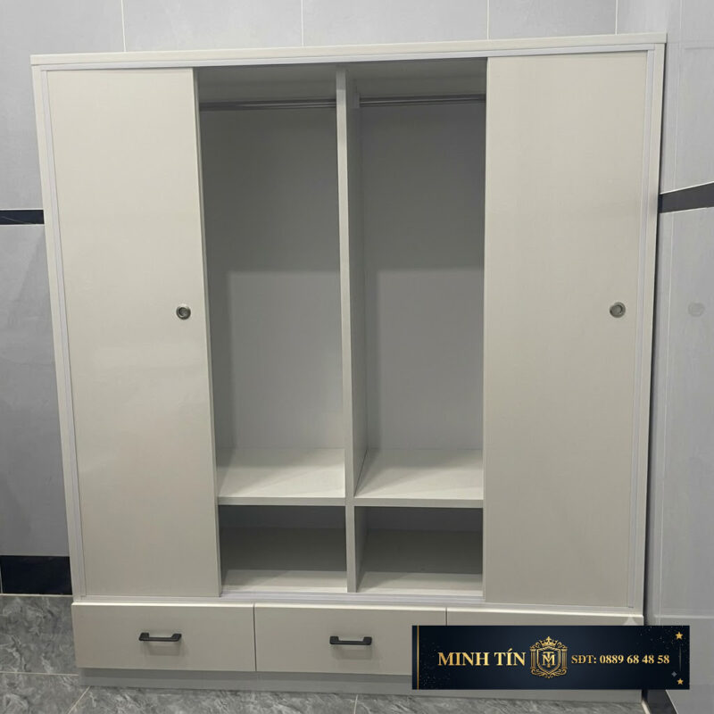 Minh Tín T0406 – Tủ lùa 4 cánh 3 hộc kéo dưới – 4 – 2 thanh treo