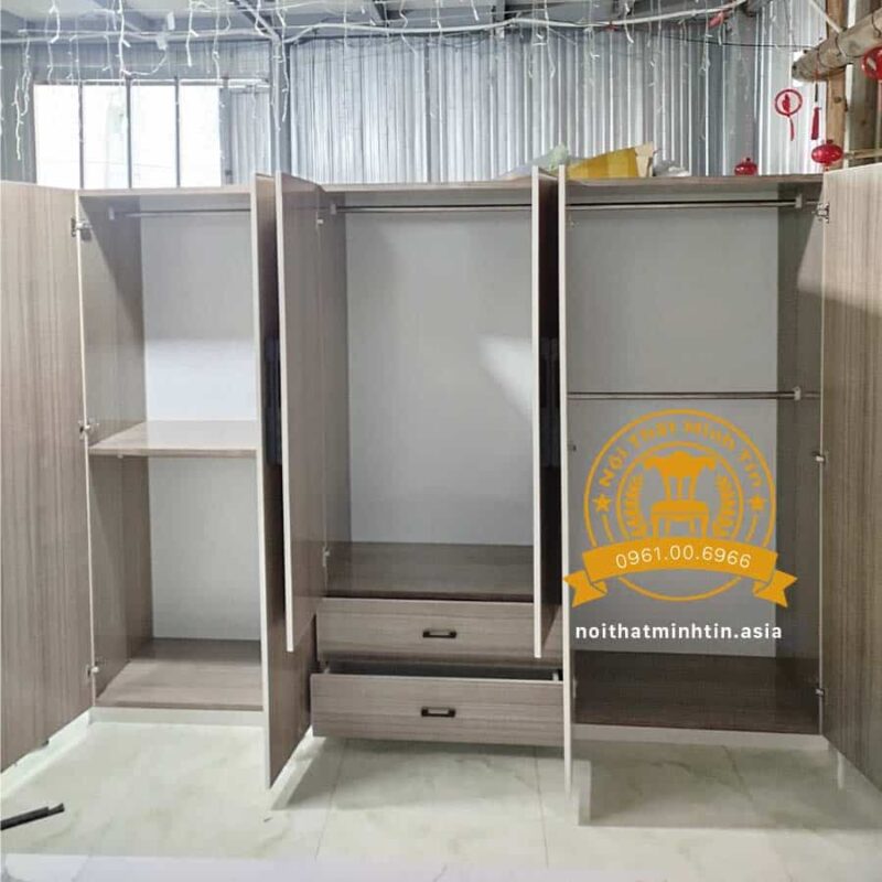 Tu nhua dai loan dung quan ao 6 canh cua mo, 2 ngan keo lon tien dung MT 06035 (2)