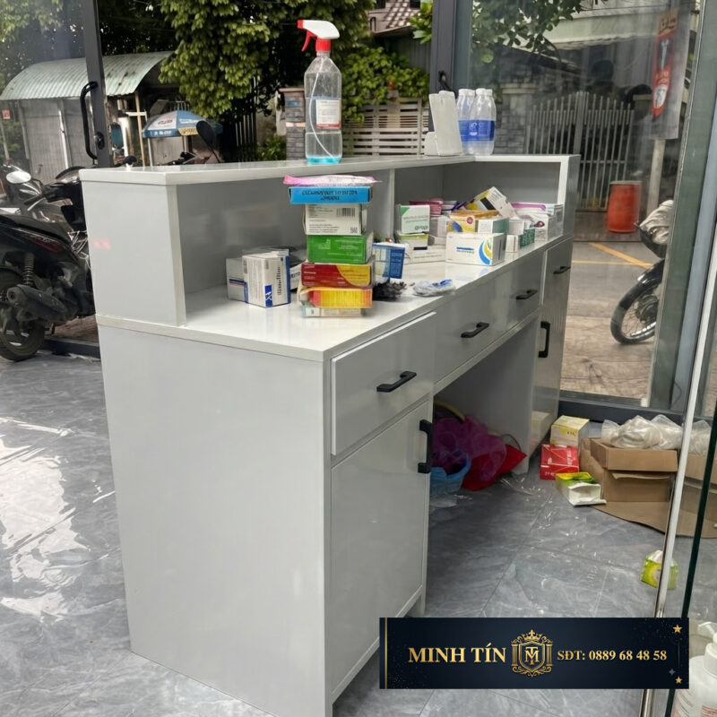 Minh Tín BTN0401Z – Bàn thu ngân nhựa ZukoPlast 4 ngăn kéo 2 khoang để đồ (1)