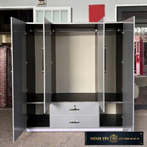 Minh Tín T0406 Tủ 4 cánh 2 hộc kéo giữa 3 kệ 3 thanh treo (1)