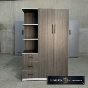 Minh Tín TA0201K – Tủ quần áo 2 cánh và kệ trang trí 3 hộc kéo – 5 kệ – 1 thanh treo (1)