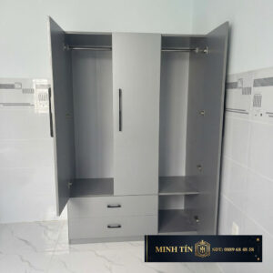 Minh Tín TA0301 – Tủ quần áo 3 cánh 2 hộc kéo bên trái – 3 kệ – 2 thanh treo (1)