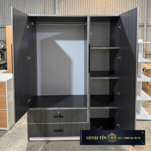Minh Tín TA0304 – Tủ quần áo 3 cánh 2 hộc kéo bên trong – 5 kệ – 1 thanh treo (3)