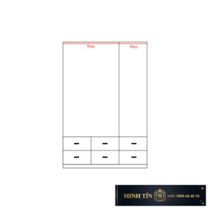 Minh Tín TA0307 – Tủ quần áo 3 cánh 6 hộc kéo – 2 kệ – 2 thanh treo (2)