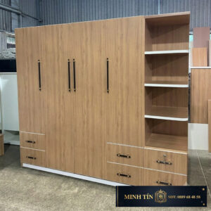 Minh Tín TA0401K – Tủ quần áo 4 cánh và kệ trang trí 6 hộc kéo – 9 kệ – 2 thanh treo (2)