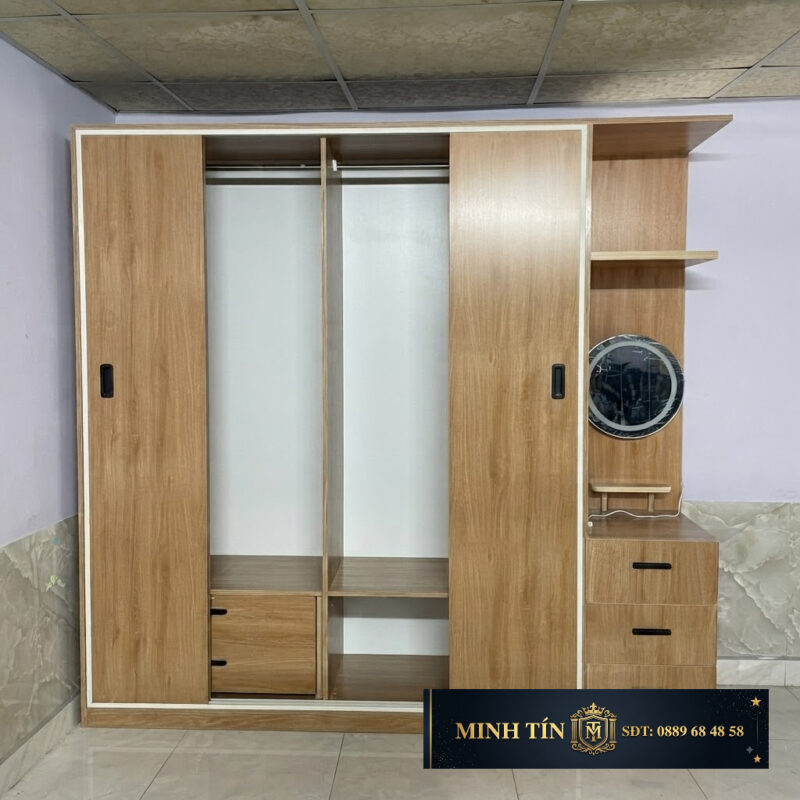 Tủ quần áo 4 cánh lùa kèm bàn trang điểm nhựa ZukoPlast cao cấp gương led cảm ứng TA0401LBTD (2)