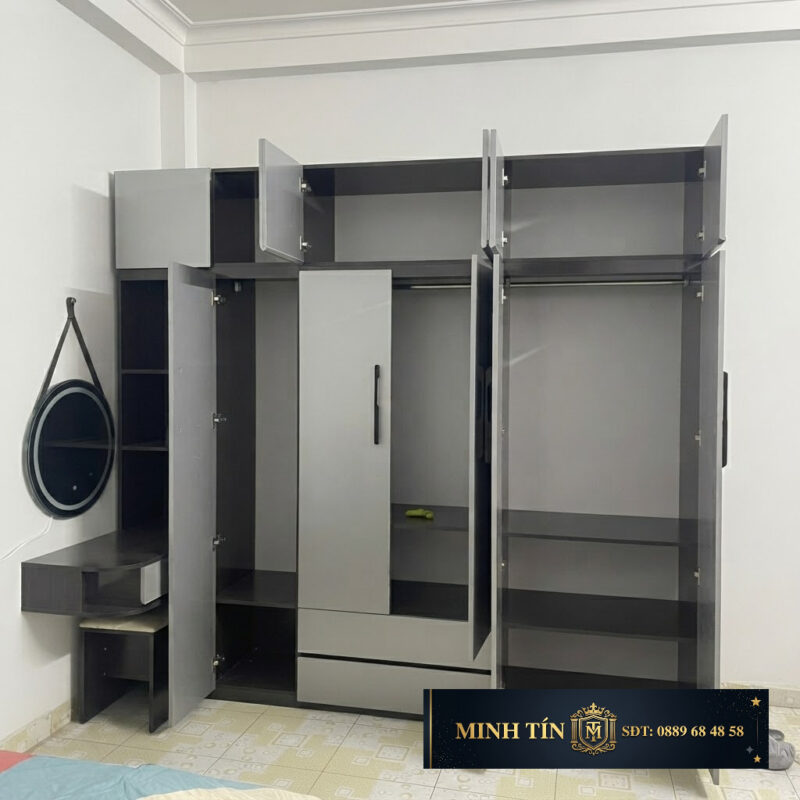 Tủ quần áo 5 cánh 2 tầng kèm bàn trang điểm chữ L nhựa ZukoPlast TA05012LZK (3)